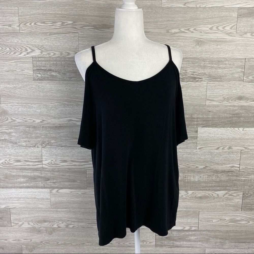 Mauvette Black Off Shoulder Short Sleeve Shirt